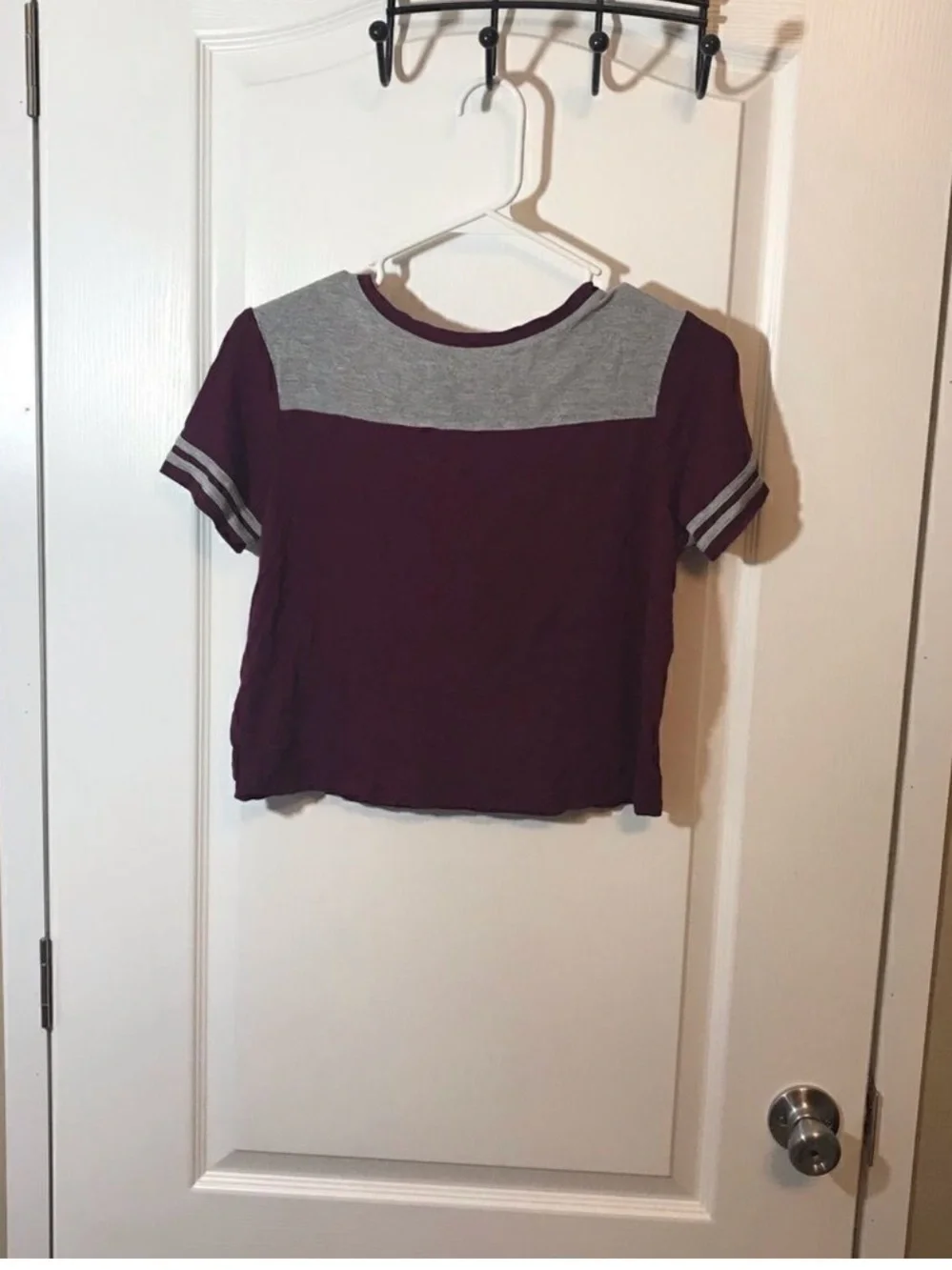 Justice Girls Maroon and Gray Athletic Graphic Tee